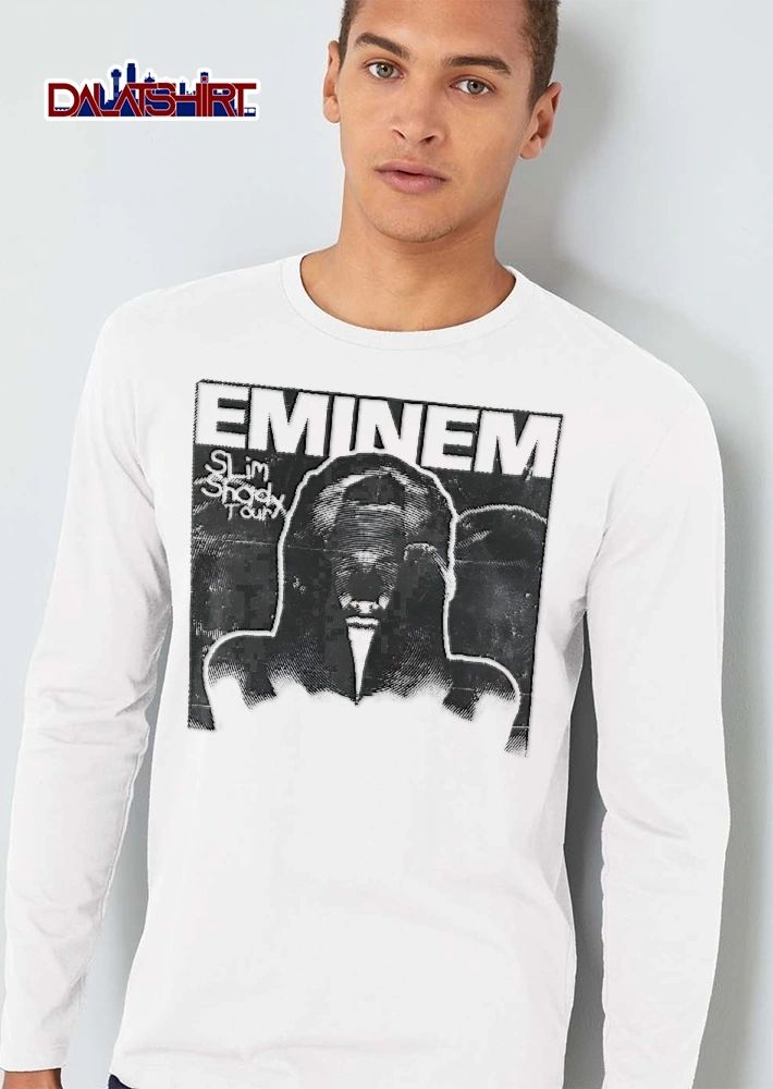 Eminem Slim Shady Tour Hooded Figure Halftone Silhouette Distressed shirt