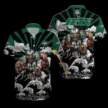 Personalized New York Jets Wave Warrior Hawaiian Shirt