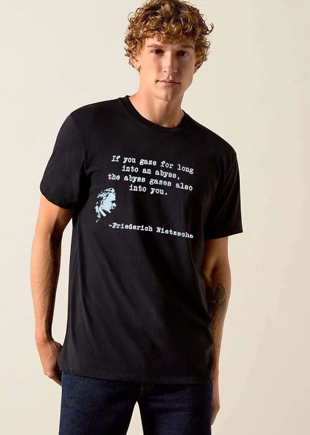 If You Gaze For Long Into An Abyss The Gazes Also Friedrich Nietzsche shirt