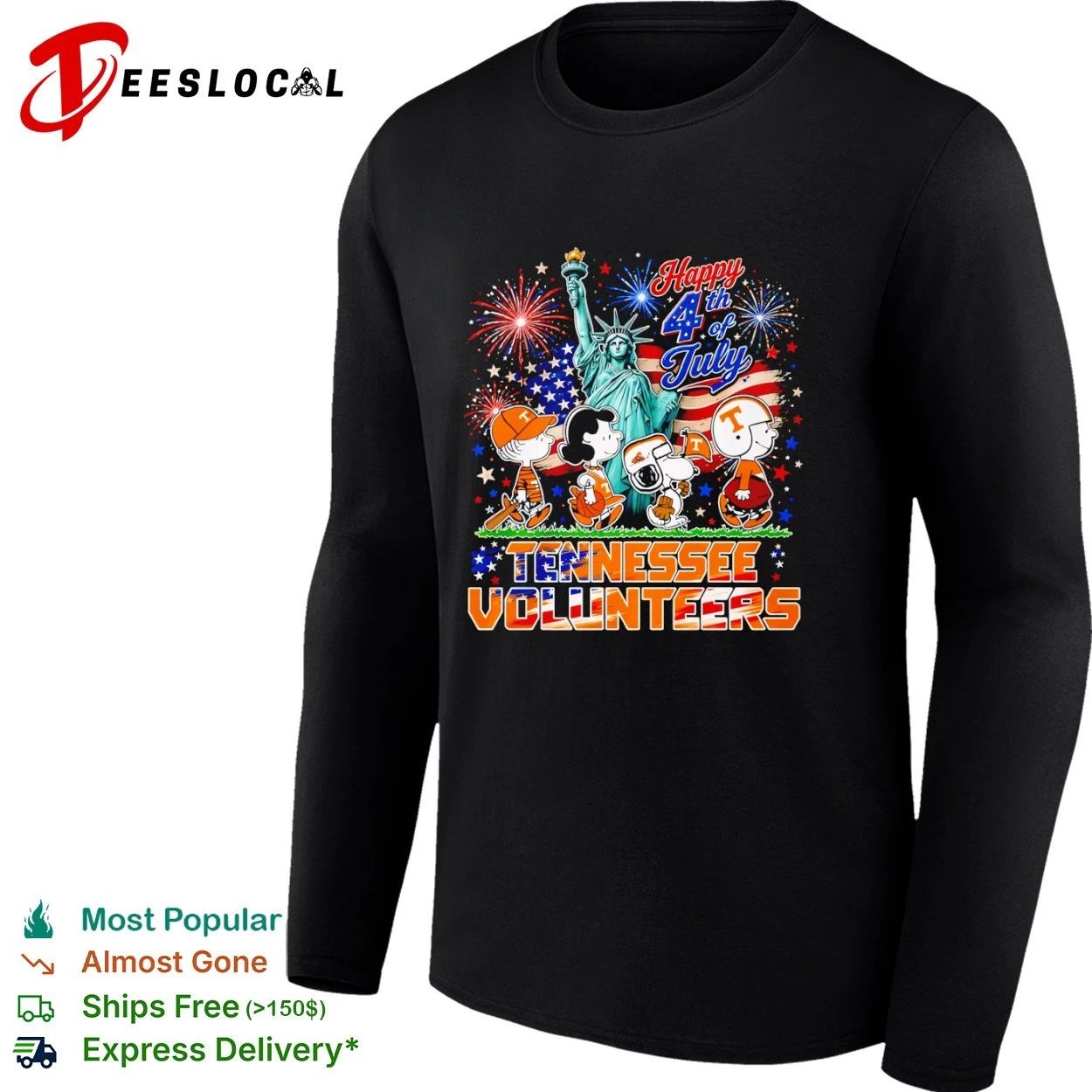 Peanuts Characters Happy 4th of July Tennessee Volunteers T-shirt