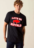 Lets Go Buffalo Red Standing Bison Silhouette White Outline shirt