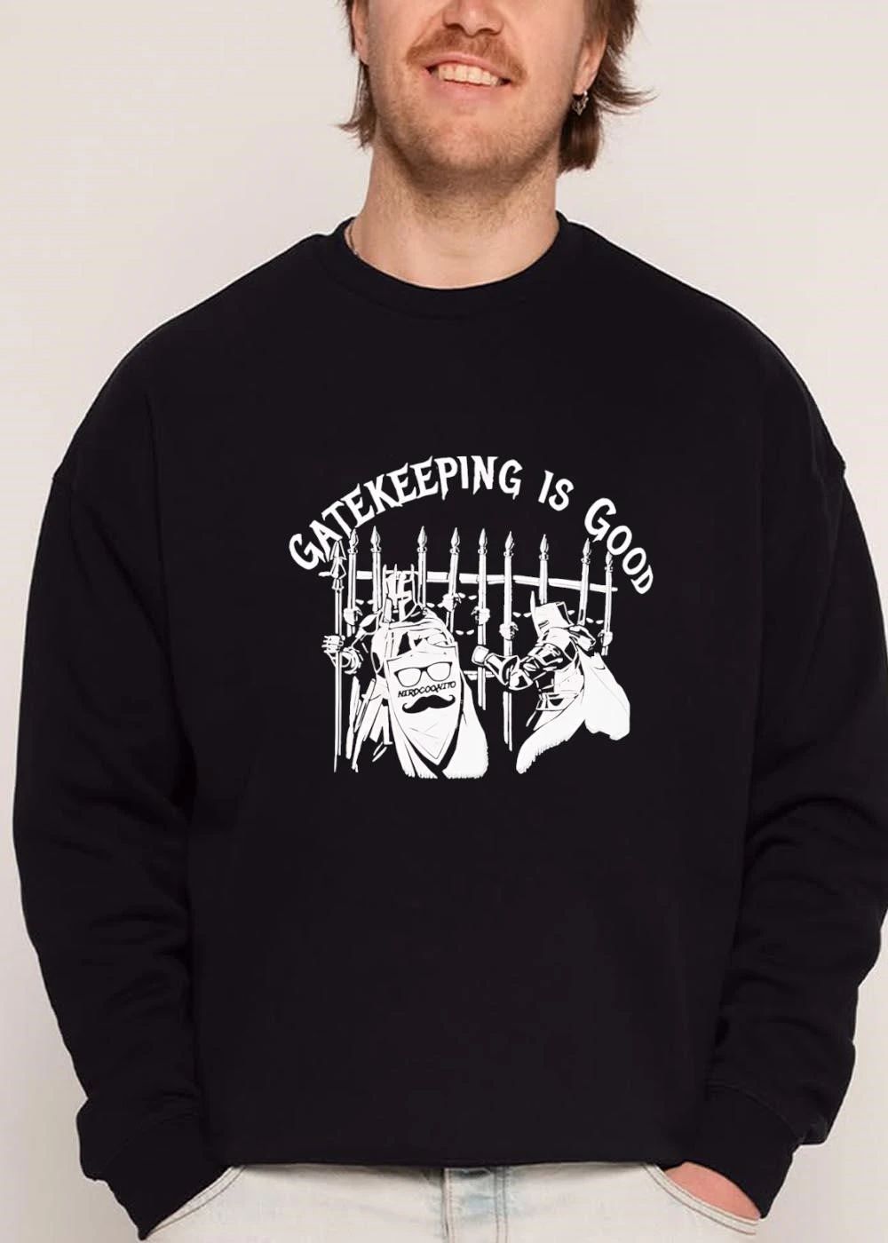 Gatekeeping Is Good Nerdcognito Knights Guarding Iron Gate Shield Spear Line Art shirt