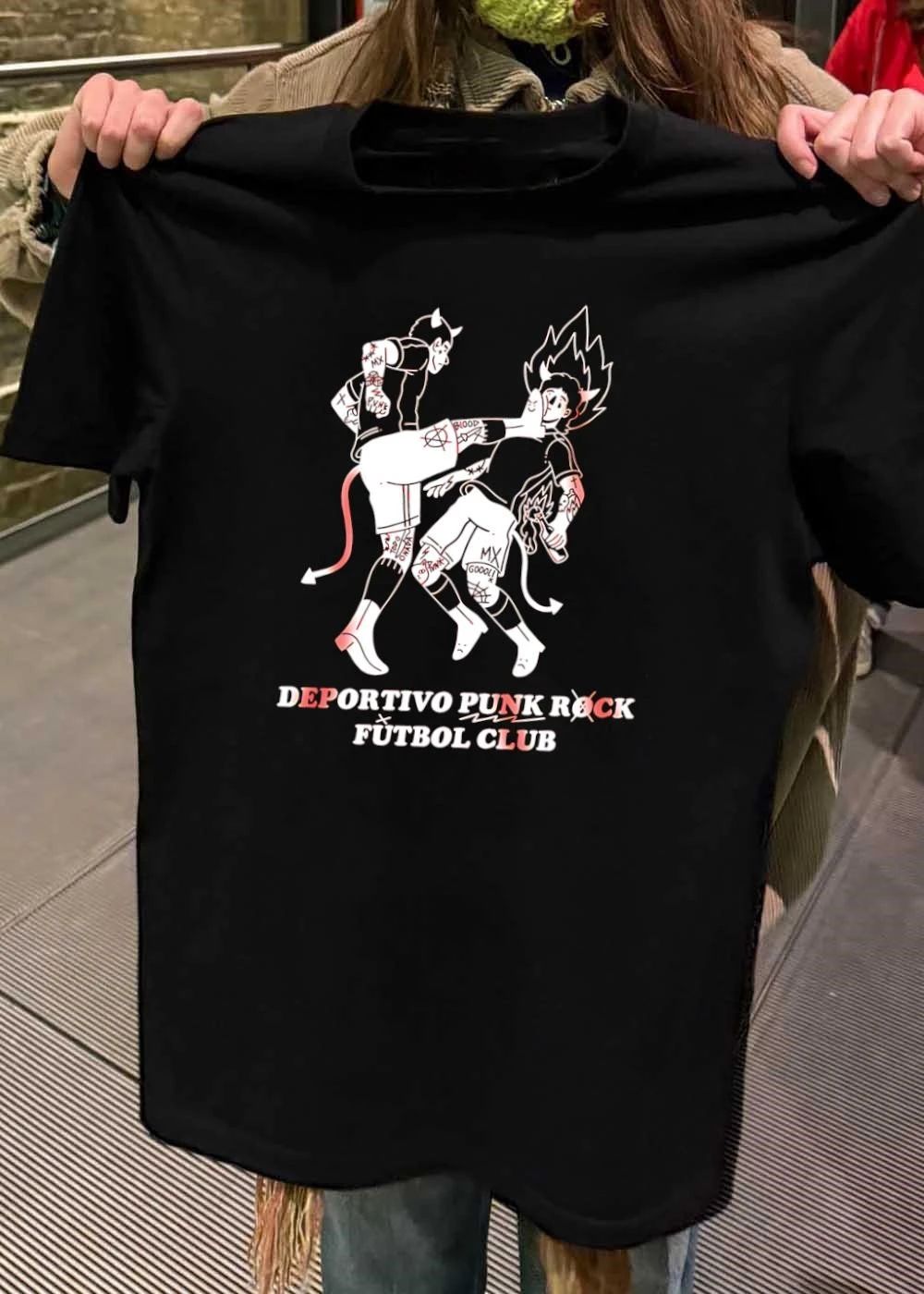 Punk Rock Devil Soccer Fighting Blood Todo Onava Goool Deportivo Punk Rock Fútbol Club Shirt