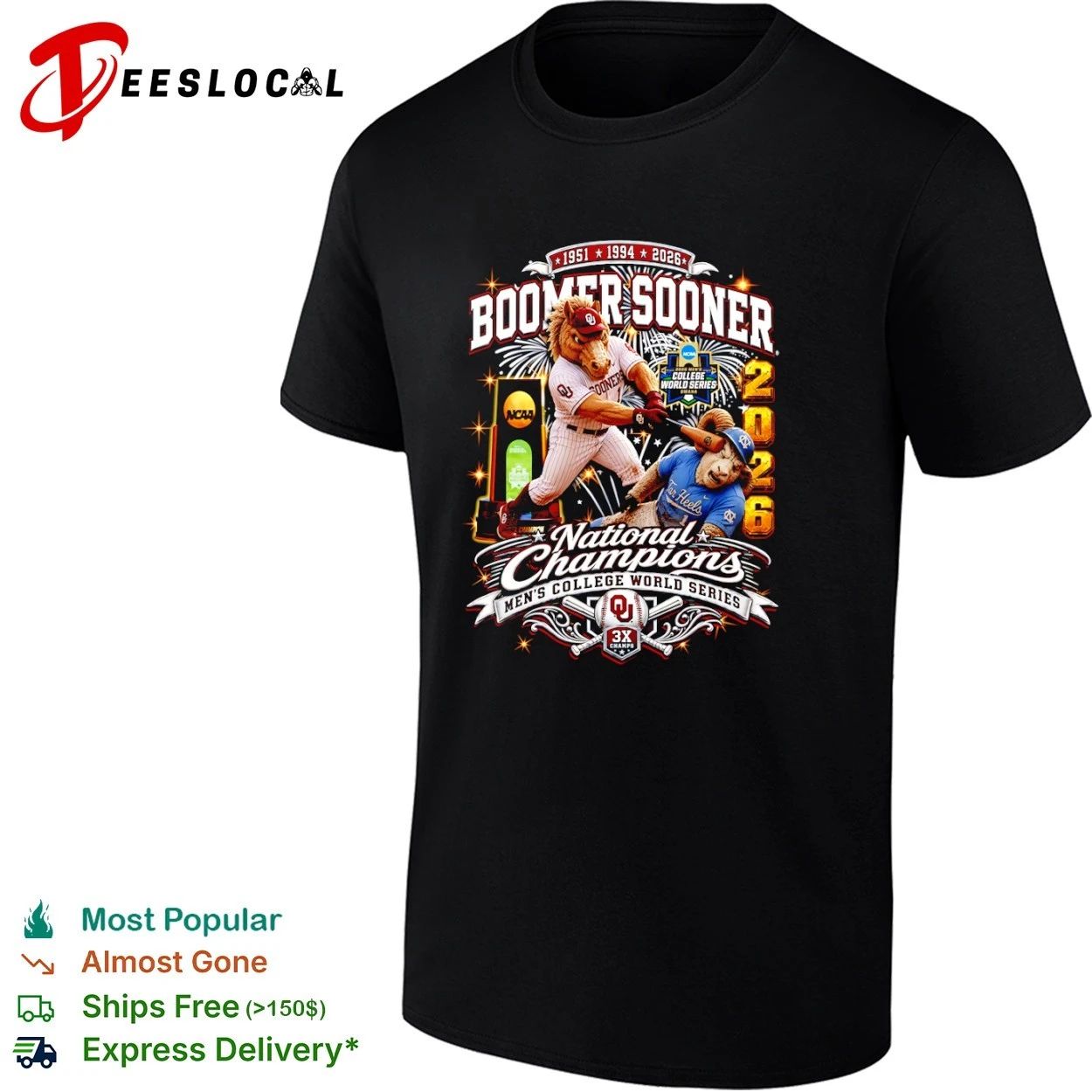 Boomer Sooner 1951 1994 2026 National Champions Men’s College World Series T-shirt