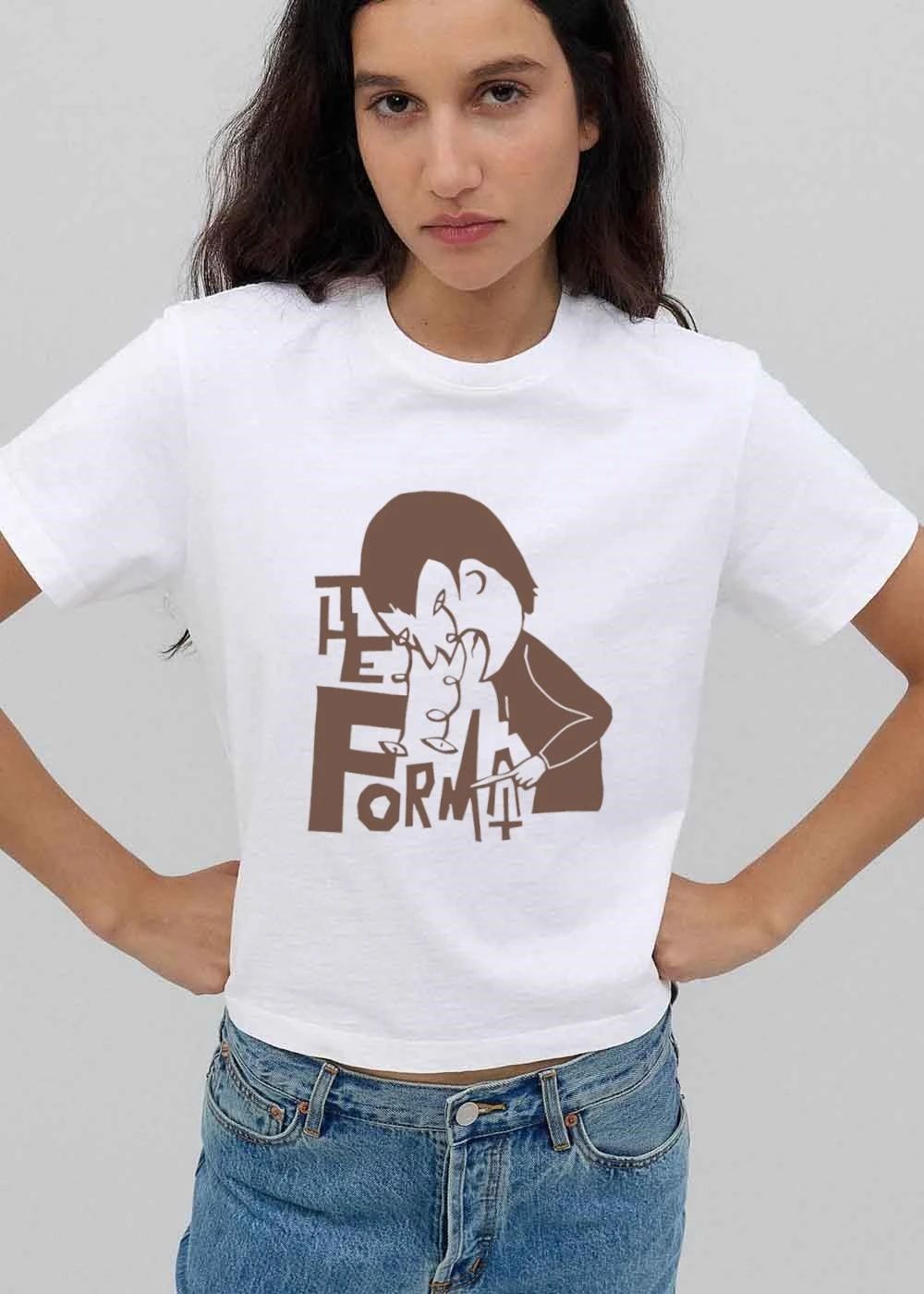 The Format Cartoon Person Crying Squiggly Teardrops Brown Line Art shirt