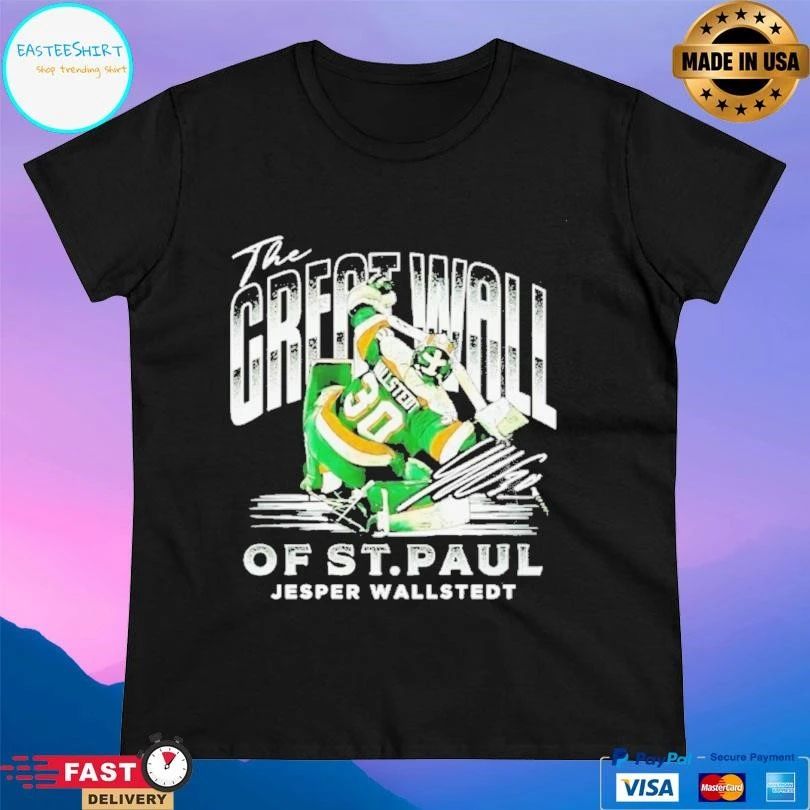 Minnesota Wild The Great Wall Of St Paul Jesper Wallstedt T-shirts