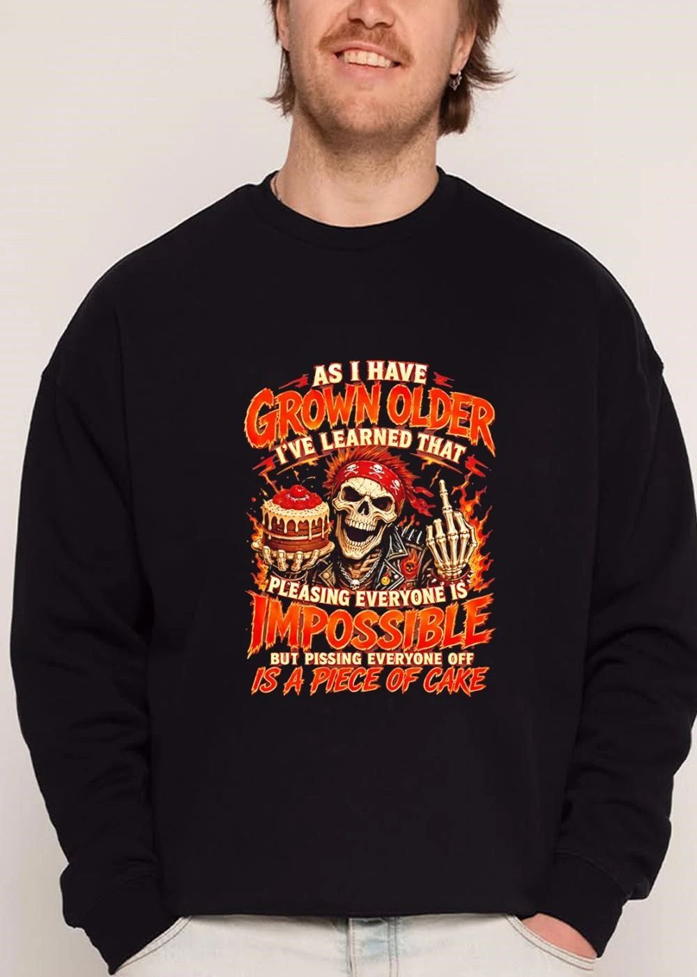 Pleasing Everyone Is Impossible But Pissing Off A Piece Of Cake Biker Skeleton Holding Flames shirt