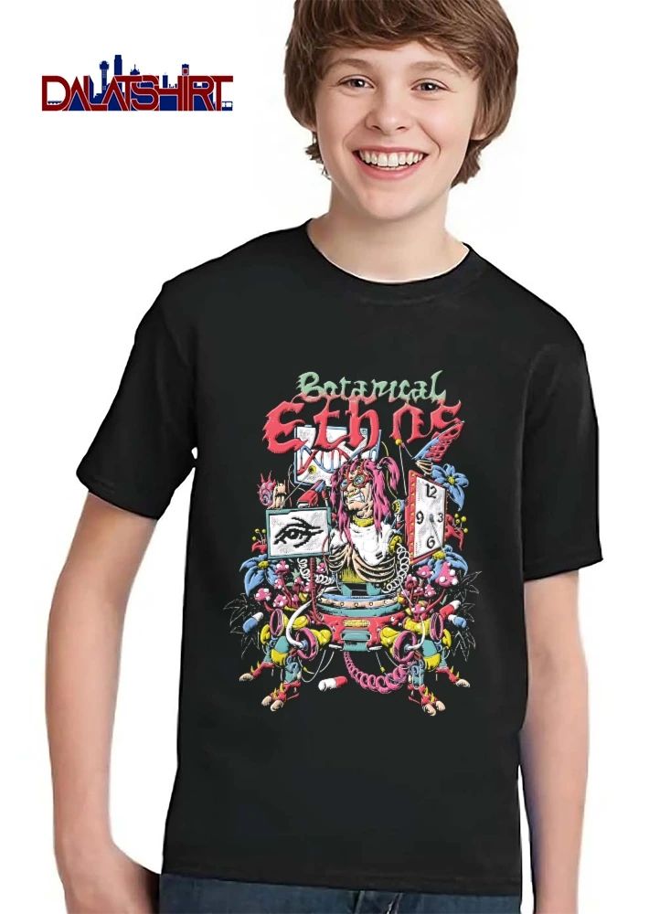 Botanical Ethnos Cyberpunk Cyborg Clock DNA Strand Pill Mushroom Botanical Cartoon shirt