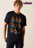 Dasher Burgers Dancer Steak Prancer Barbeque Nine Orange Reindeer Silhouettes Grid shirt