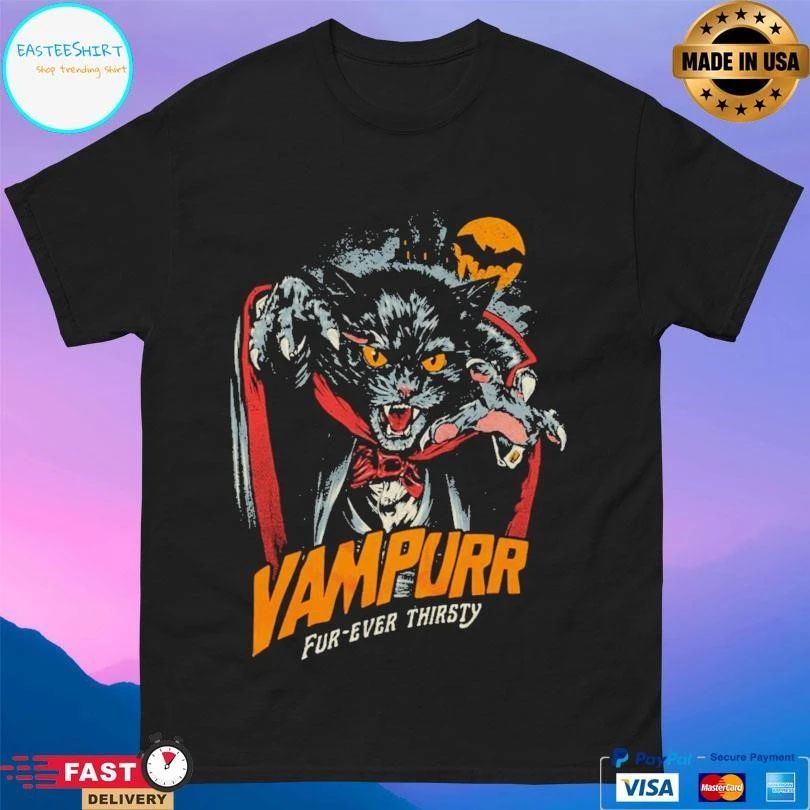 Vampurr Fur-ever Thirsty Dracula Cat T-shirts