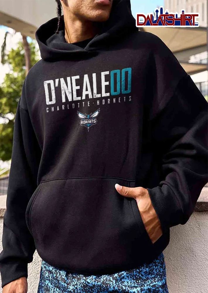Charlotte Hornets NBA Oneale 00 Distressed Text Team Logo Black Background shirt