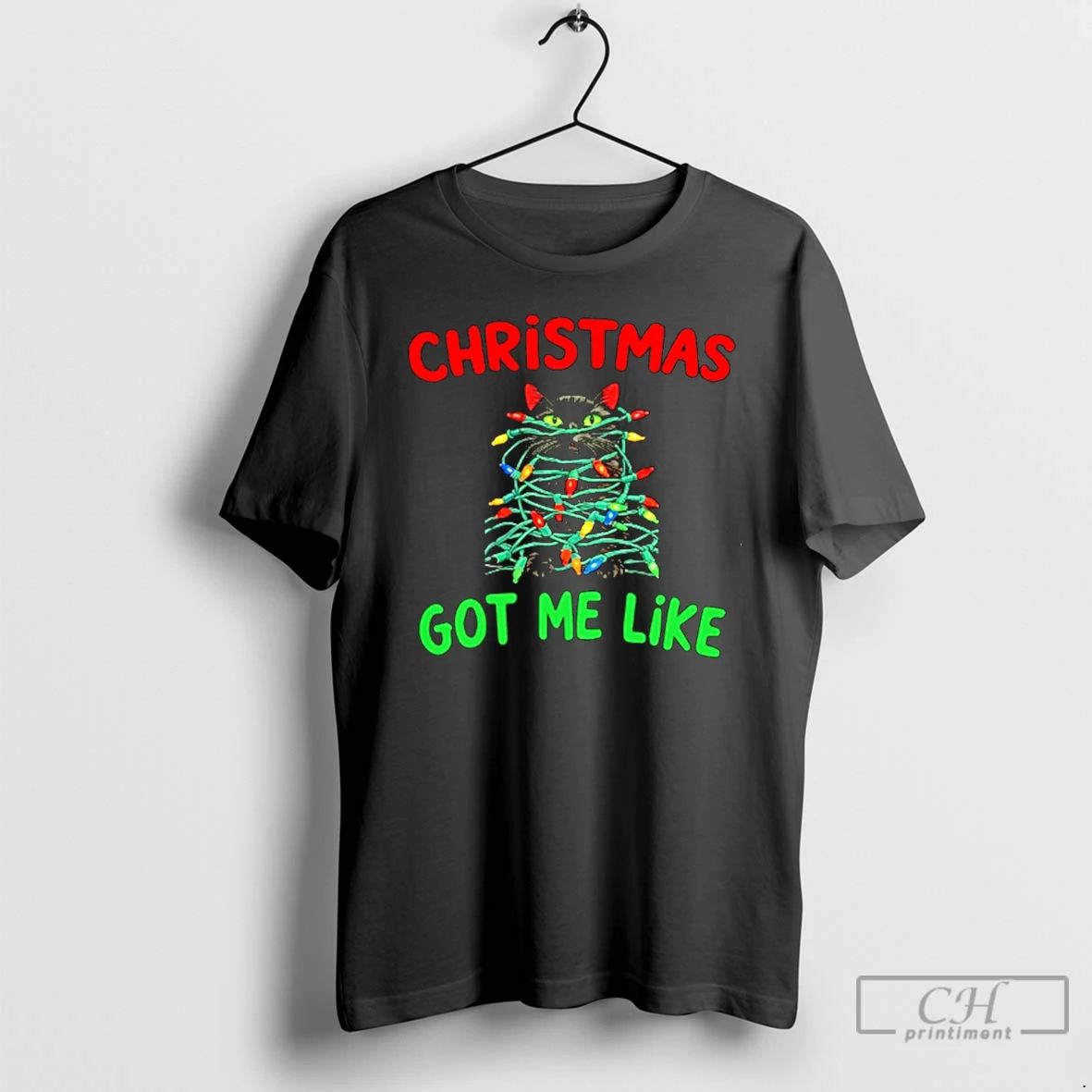 Premium Christmas Got Me Like Black Cat Lights T Shirts