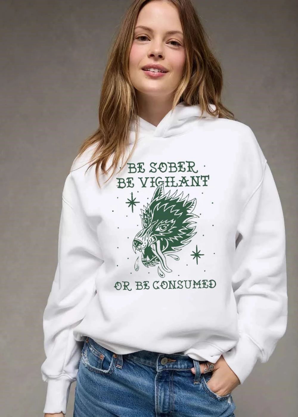 Be Sober Vigilant Or Consumed Green Snarling Wolf Head shirt