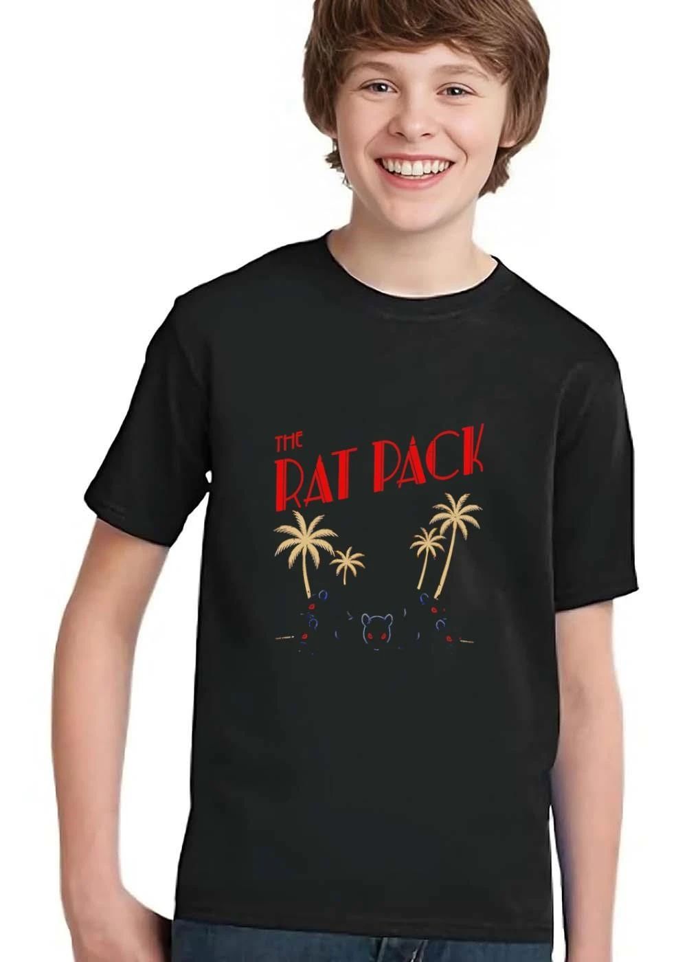 The Rat Pack Palm Trees Black Rats Glowing Red Eyes Distressed shirt