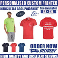 Personalised Custom Printed Men Ultra Cool Poloshirt Your Text Logo Unisex UC125