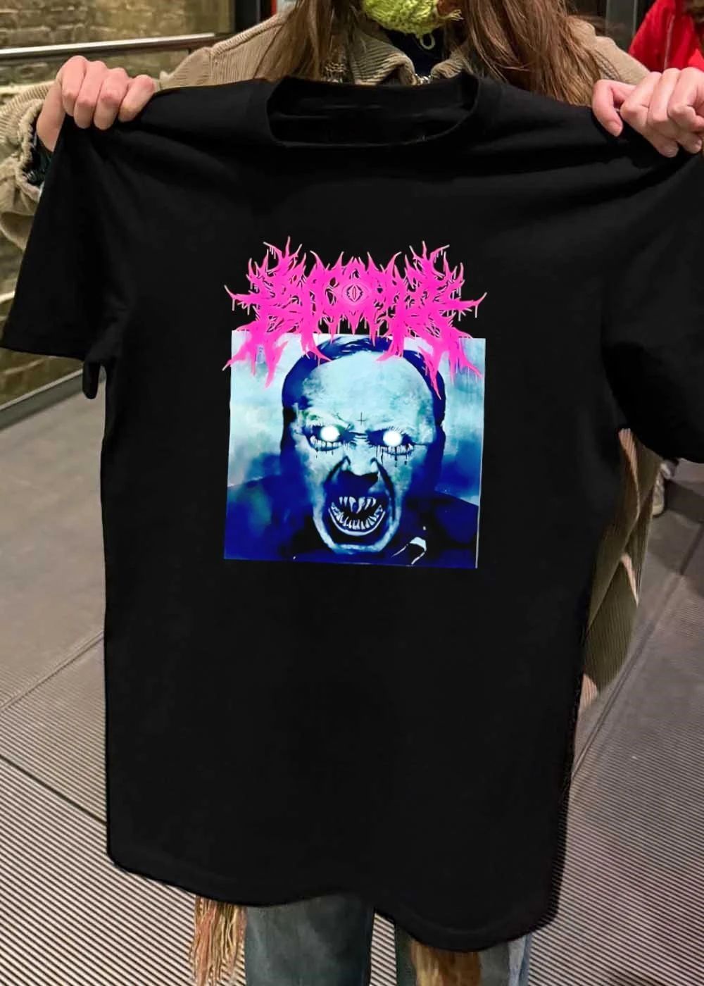 Goth Style Horror Apparel Demon Face With Glowing Eyes Metal Band T-Shirt