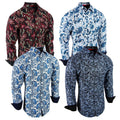 Fashion Mens Shirt Colorful Paisley Floral Print Modern Slim Fit Button Dress 2
