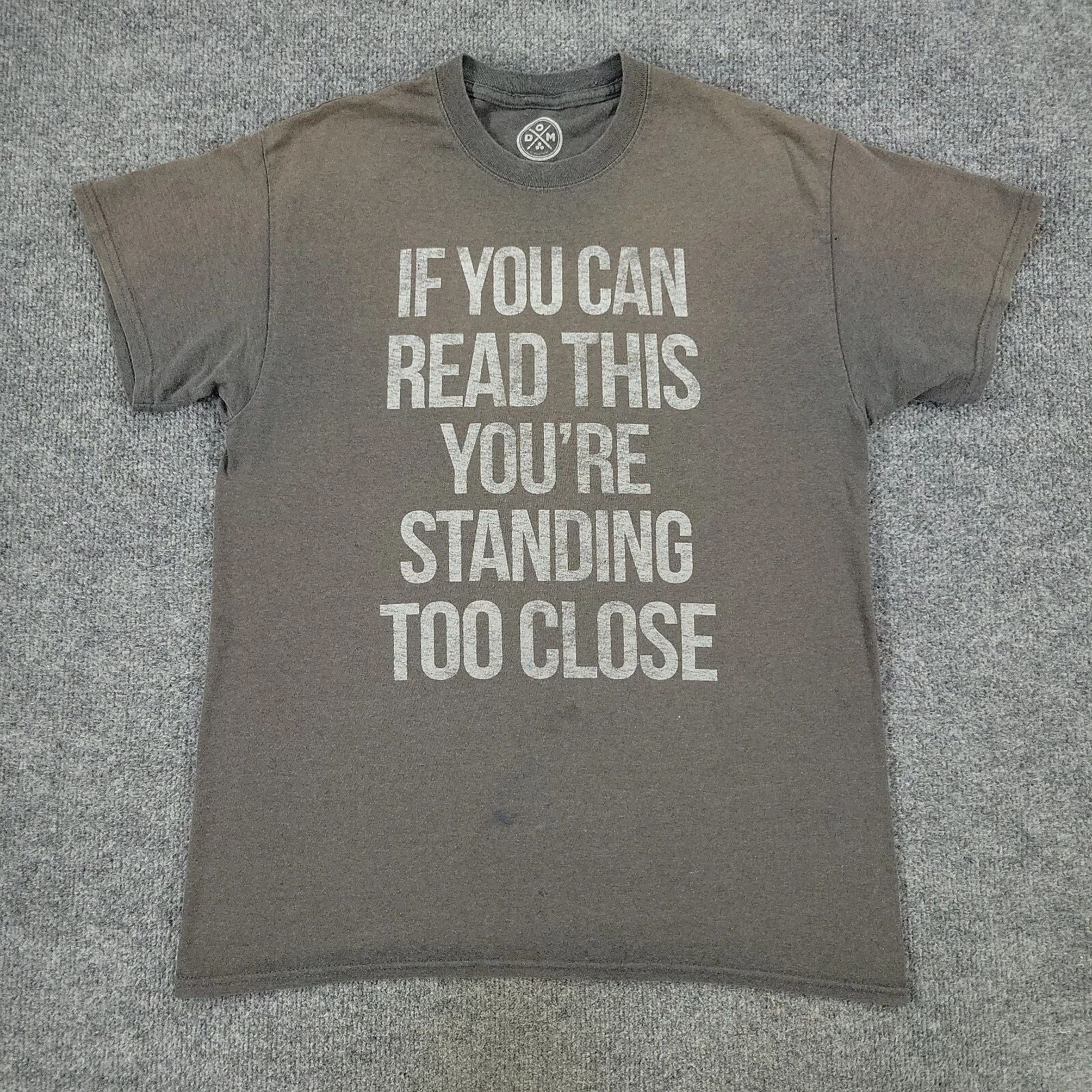 DOM Shirt Men's Medium Gray Humor Funny Graphic Tee Crew Neck Short Sleeve Adult