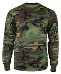 Traditional Woodland Camo LONG SLEEVE T-Shirt Army Hunting Camping Military L/S