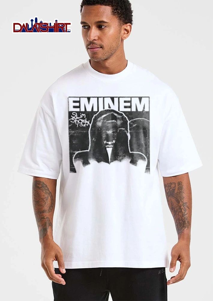 Eminem Slim Shady Tour Hooded Figure Halftone Silhouette Distressed shirt