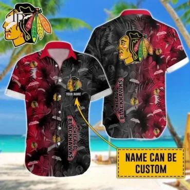 Chicago Blackhawks Tropical Noir Custom Hawaiian Shirt