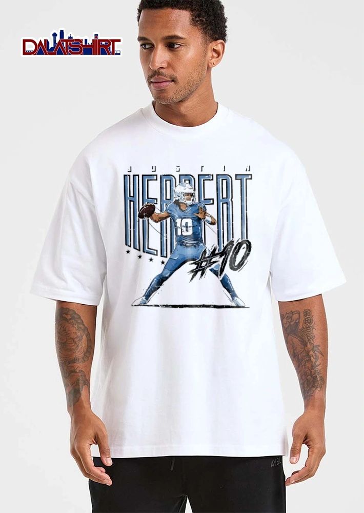 Justin Herbert 10 Quarterback Passing Football Stars Distressed Sketch shirt