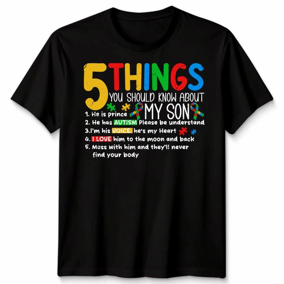 Autism Awareness Support Autistic Child Son Kids For Mom Dad Unisex Tshirt