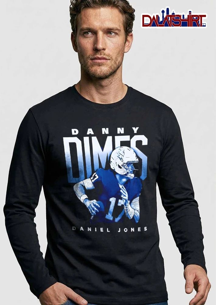 Danny Dimes Daniel Jones Quarterback Running Football Blue Halftone shirt