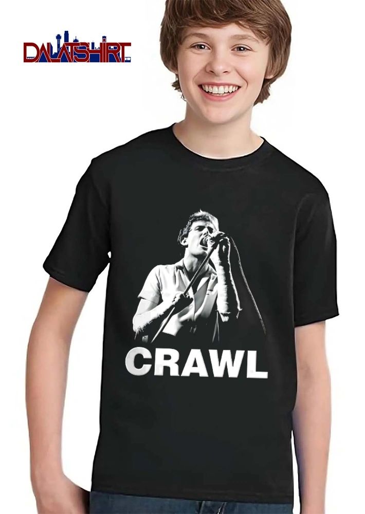 Crawl Black White Male Singer Holding Microphone High Contrast shirt