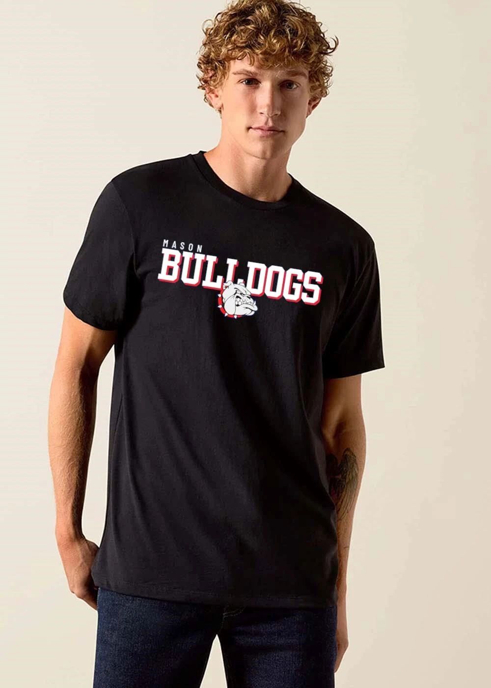 Mason Bulldogs Block Letters Growling Mascot Head Spiked Collar shirt