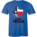 I Love Texas Map Flag Men's T-shirt Cute Home State Pride Texan Lonestar State