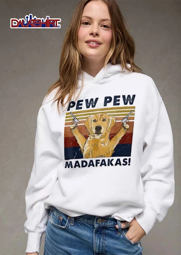 Pew pew madafakas Golden Retriever dog revolvers shirt