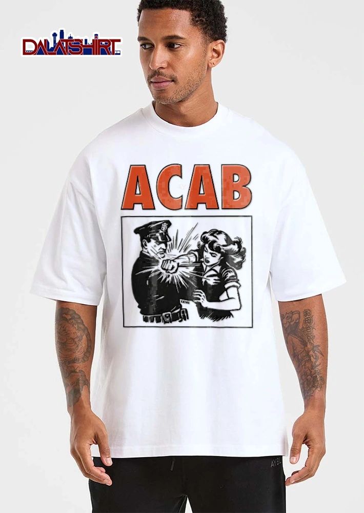 Acab Krime Vintage Comic Police Officer Cap Fist Punch Art shirt