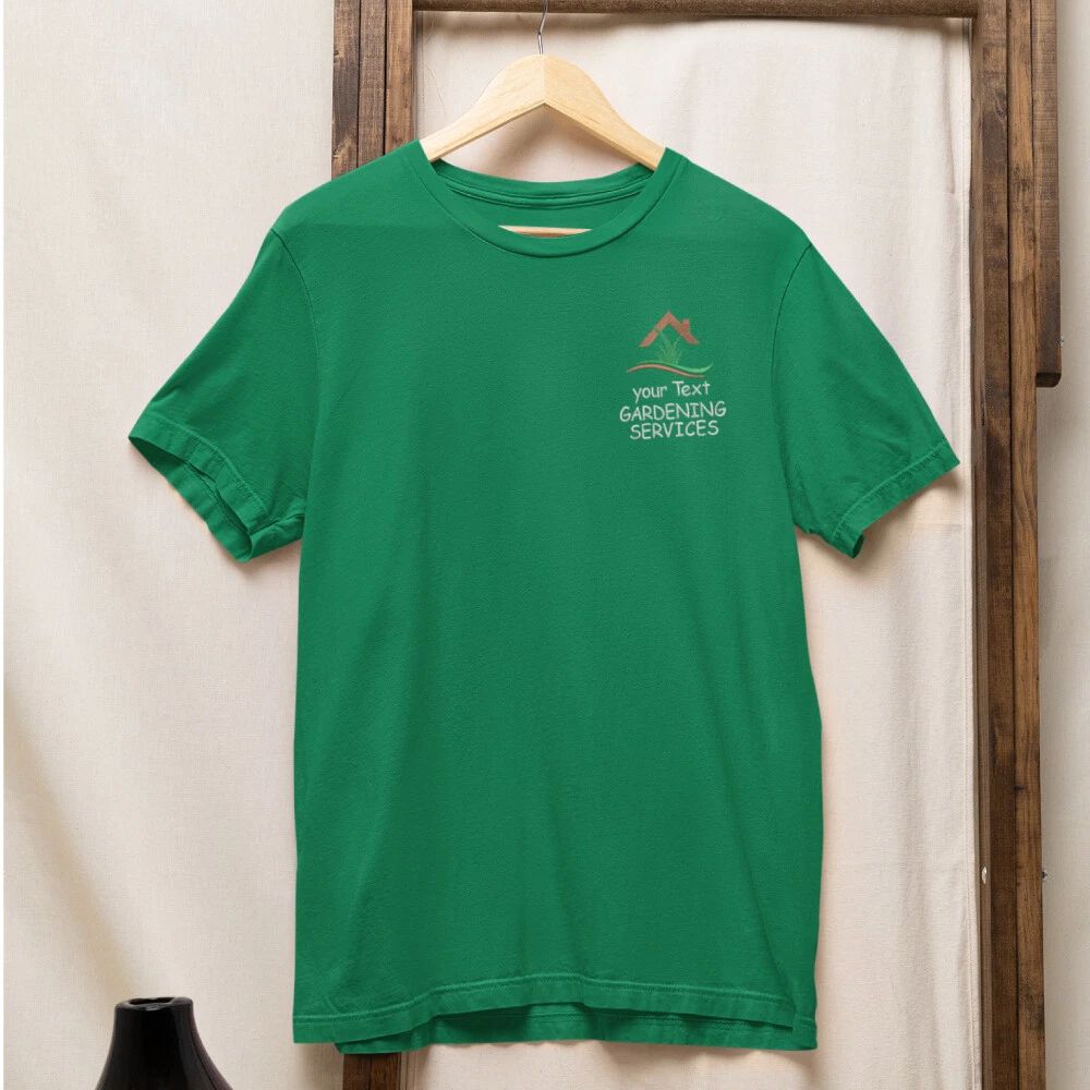 Personalised Custom Embroidered Gardening Service T-shirt Your Text Lawn Garden