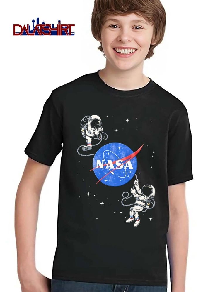 Nasa Two Cartoon Astronauts Spacewalking Floating Space shirt
