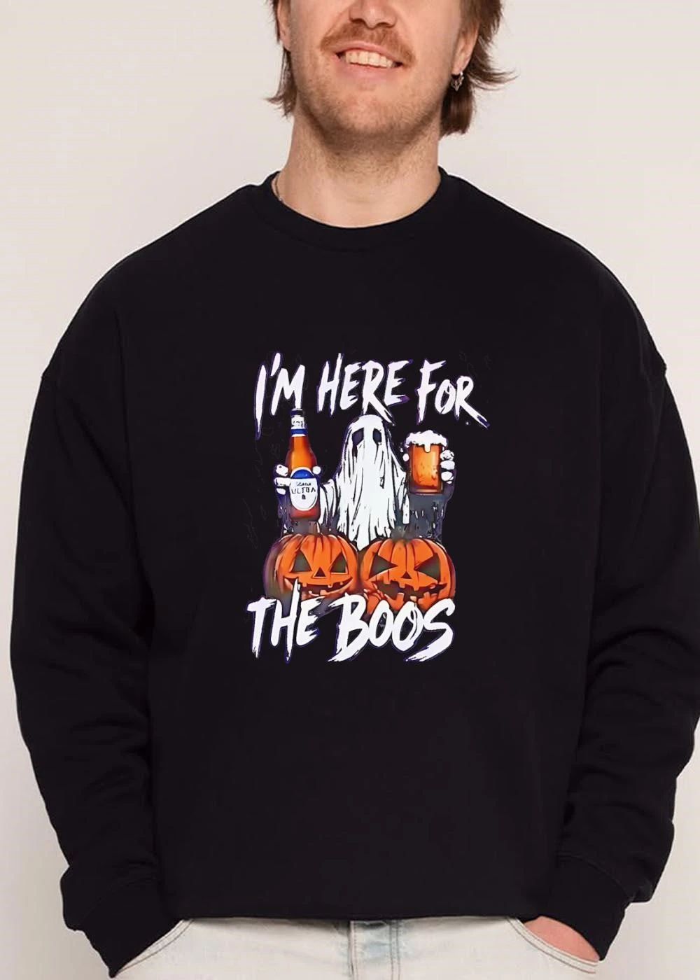 Michelob Ultra Im Here For The Boos Ghost Holding Beer Mug Pumpkins shirt