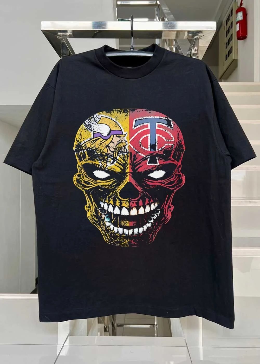 Minnesota Vikings and Minnesota Twins Skull T-Shirt