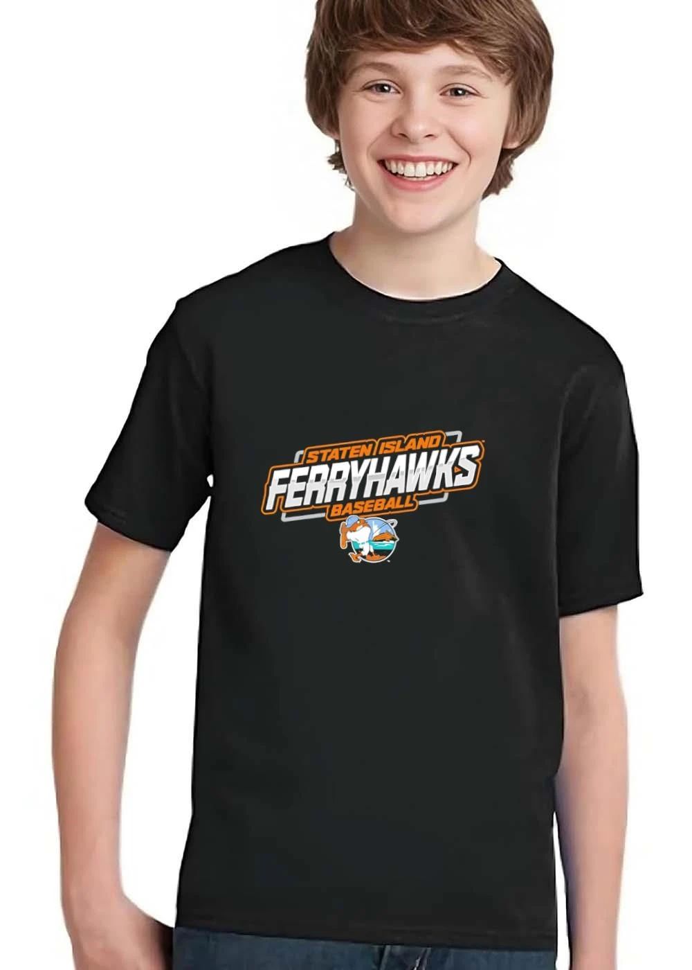 Staten Island Ferryhawks Baseball Cartoon Bird Player Harbor Circle shirt