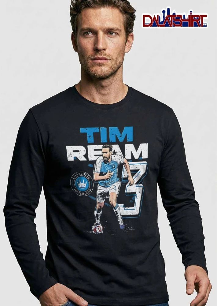 Charlotte Football Club Tim Ream 2022 Soccer Player Dribbling Ball Distressed Number 3 shirt