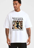 Behind Every Good Woman Are A Lot Of Books Girl Reading In Armchair Shelves Plants shirt