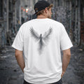 Shinora Angel Wings T-Shirt Back Print Streetwear Black Size L