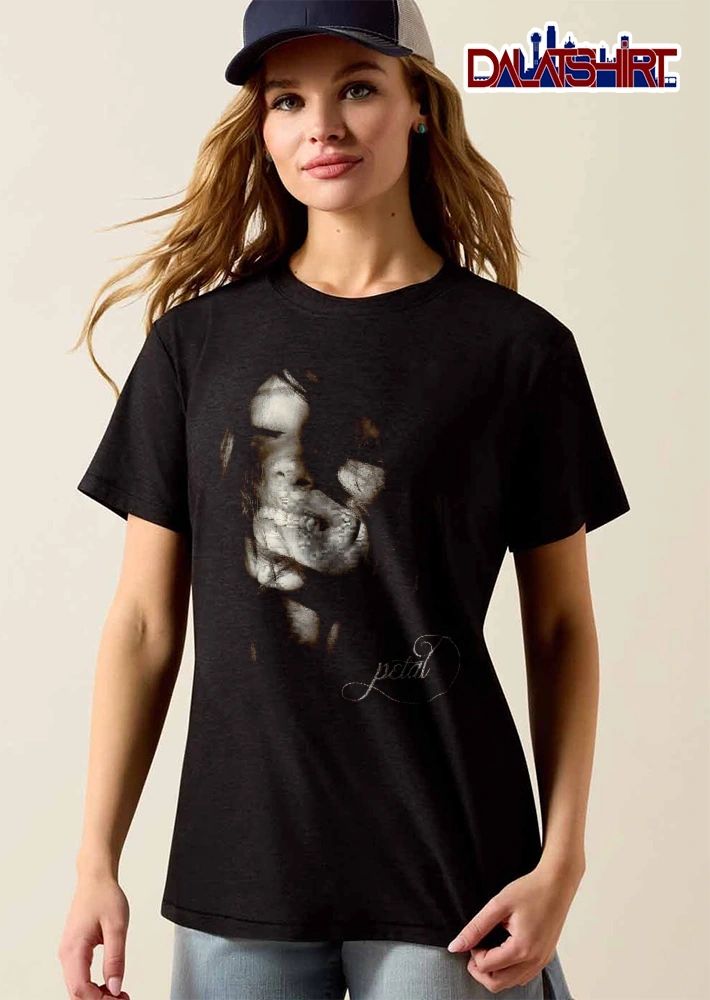 Petal Dramatic Shadowed Woman Face Monochrome Portrait shirt