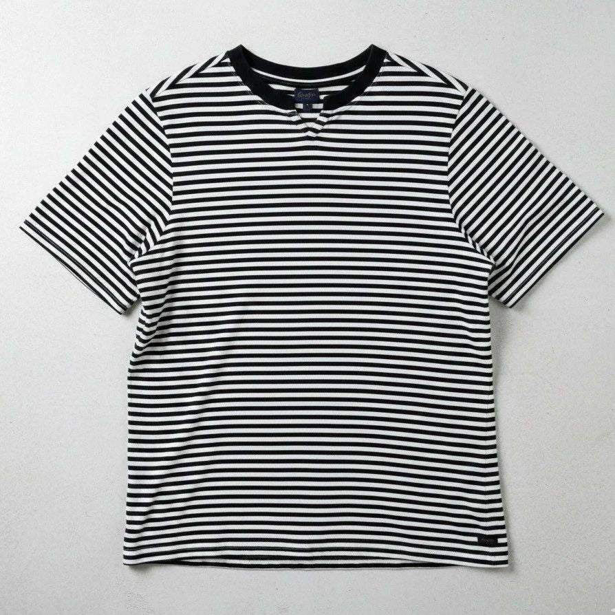 Good Man Brand T-Shirt Mens XL Black White Striped Notched V-Neck Cotton