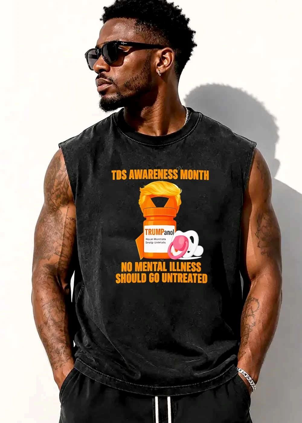 Tds Awareness Month Trumpanol No Mental Illness Should Go Untreated Orange Pill Bottle Pacifier Cartoon shirt