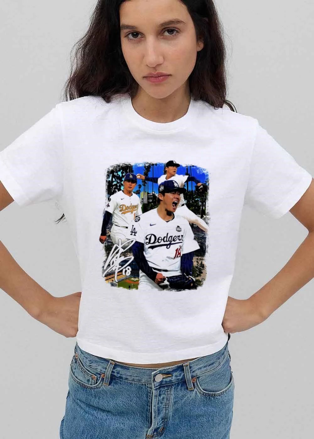 Los Angeles Dodgers MLB World Series Pitcher Collage Signature Palm Trees shirt