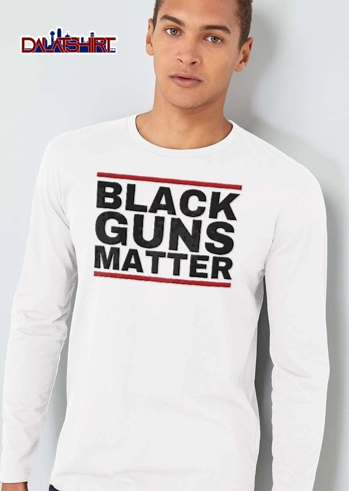 Black Guns Matter Red Top And Bottom Horizontal Bars Bold Typography shirt