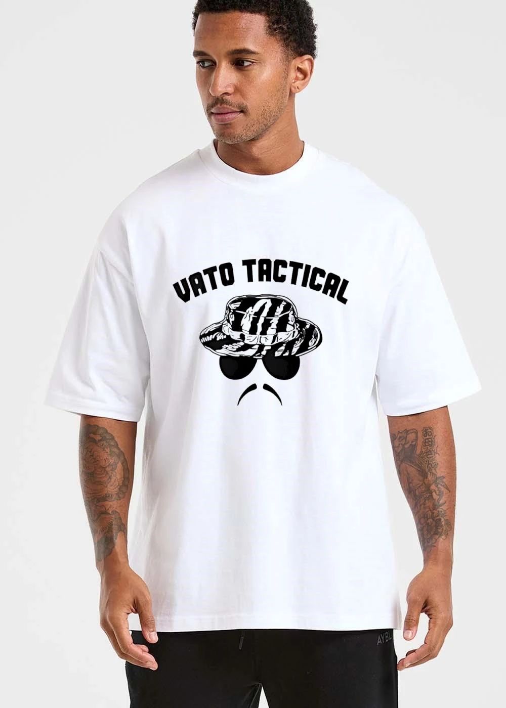 Vato Tactical Tiger Stripe Boonie Hat Sunglasses Mustache shirt
