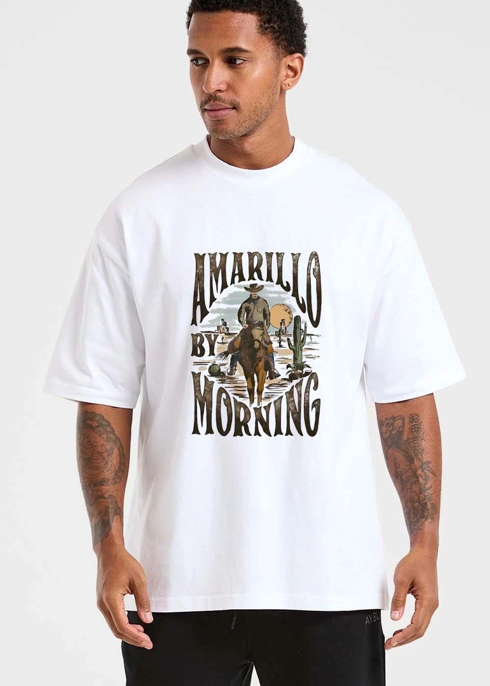 Amarillo By Morning Cowboy Riding Horse Desert Cactus Sun shirt