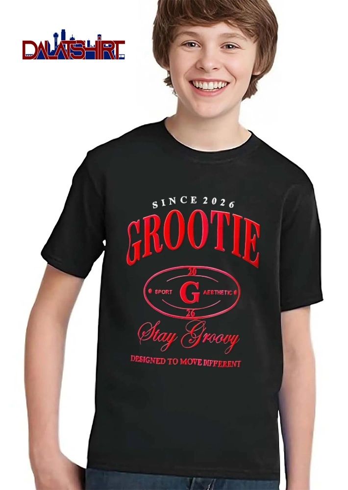 Grootie Stay Groovy Designed To Move Different Sport Aesthetic Since 2026 Red Oval Badge shirt