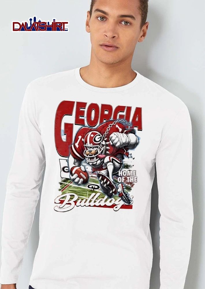 Georgia Bulldogs NCAA Home Of The Cartoon Mascot Running Football Field shirt